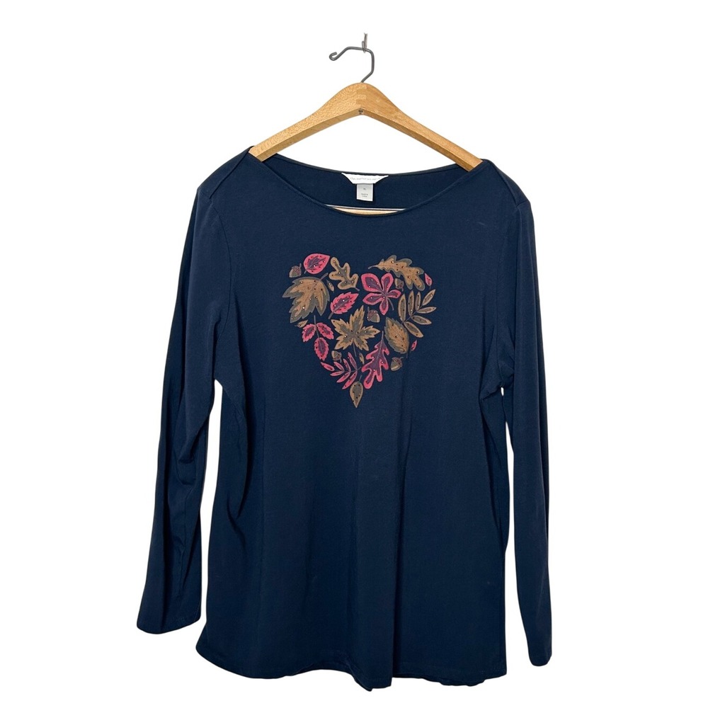 Christopher & Banks Casual Long Sleeve T Shirt Fall Leaf Print XL